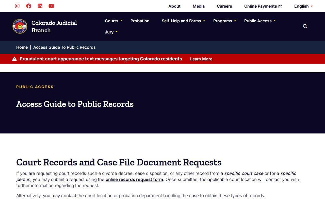Larimer County warrant lookup public court access rules