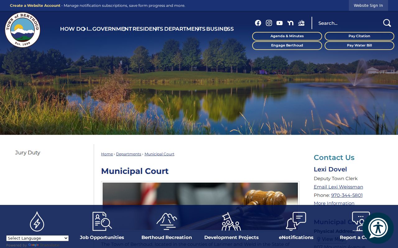 Berthoud warrant records and Municipal Court public information