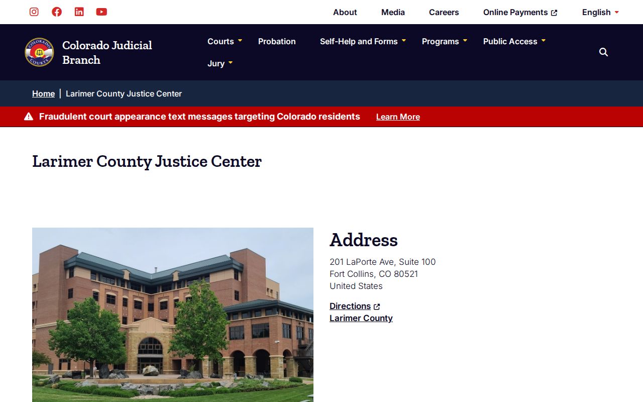 Larimer County warrant records court counter information